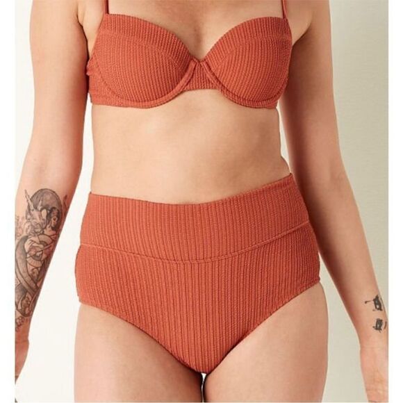 Pink Victoria’s Secret Swim Set Crinkle Push Up Top Size L DD Bottom Size L - Picture 1 of 13